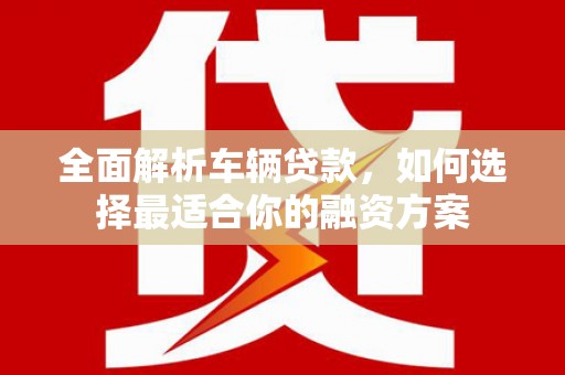 达仁全面解析车辆贷款，如何选择最适合你的融资方案
